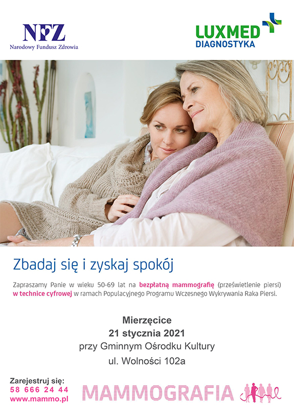 Plakat - ogłoszenie badań mammograficznych