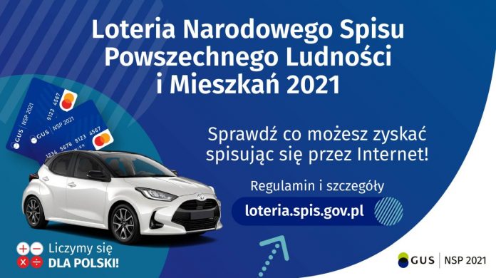 Plakat promujący loterię prowadzoną w ramach NSP 2021