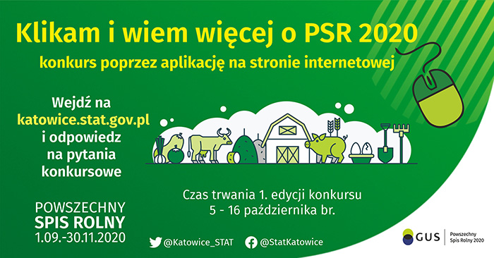 Plakat promujący konkurs "Klikam i wiem więcej o PSR 2020"