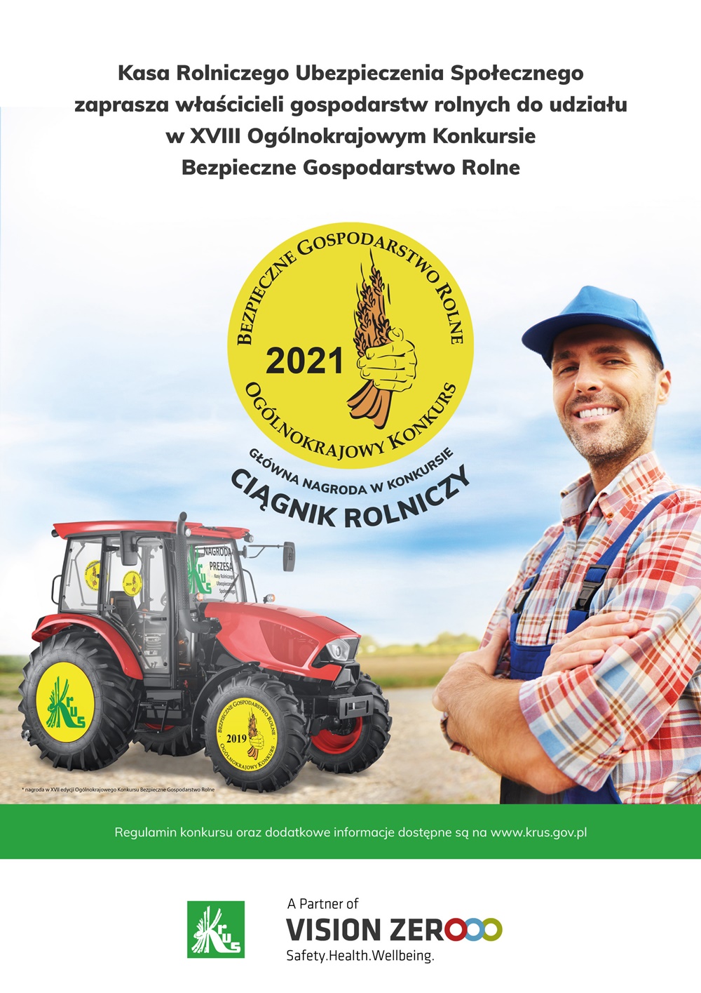 Plakat promujący XVIII edycję Ogólnokrajowego Konkursu „Bezpieczne Gospodarstwo Rolne”