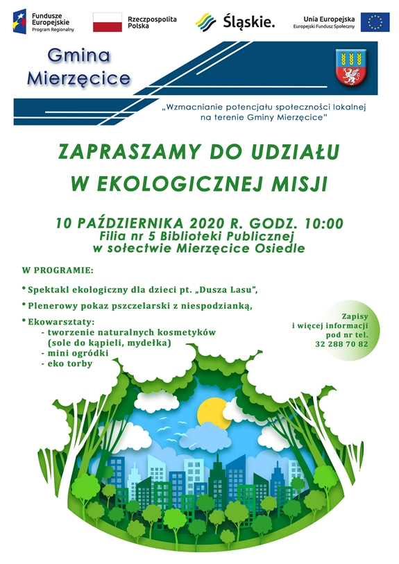 Plakat promujący wydarzenie "Ekologiczna misja"