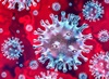 Miniatura - wizualizacja komórek wirusów na czerwonym tle
