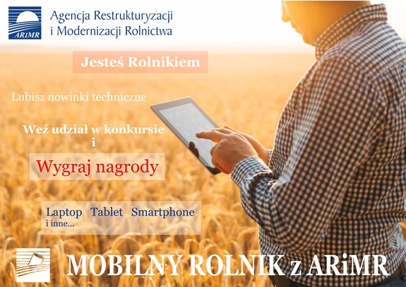 Plakat promujący konkurs ARMiR - Mobilny Rolnik