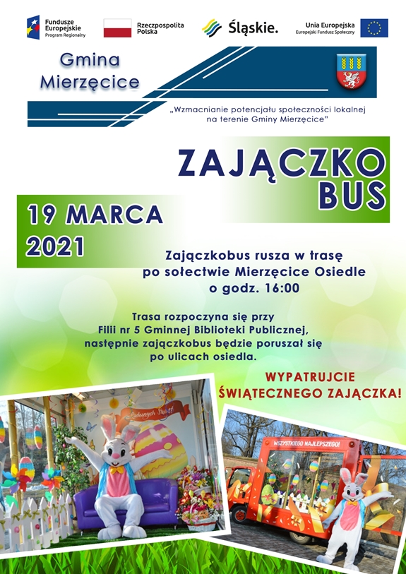 Plakat promujący wydarzenie Zajączkobus