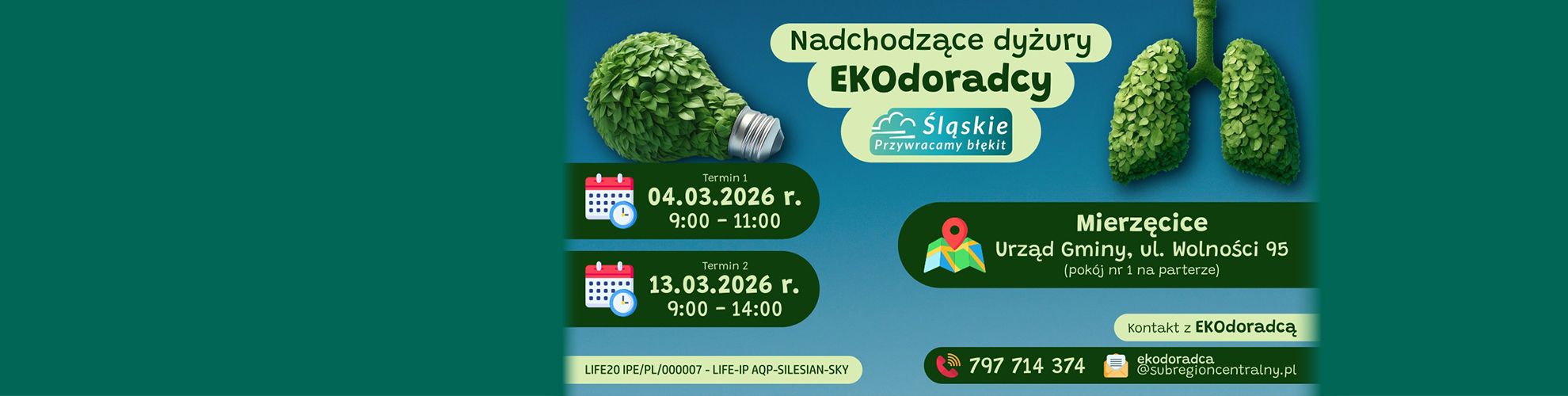 Baner informujący o spotkaniach z ekodoradcą